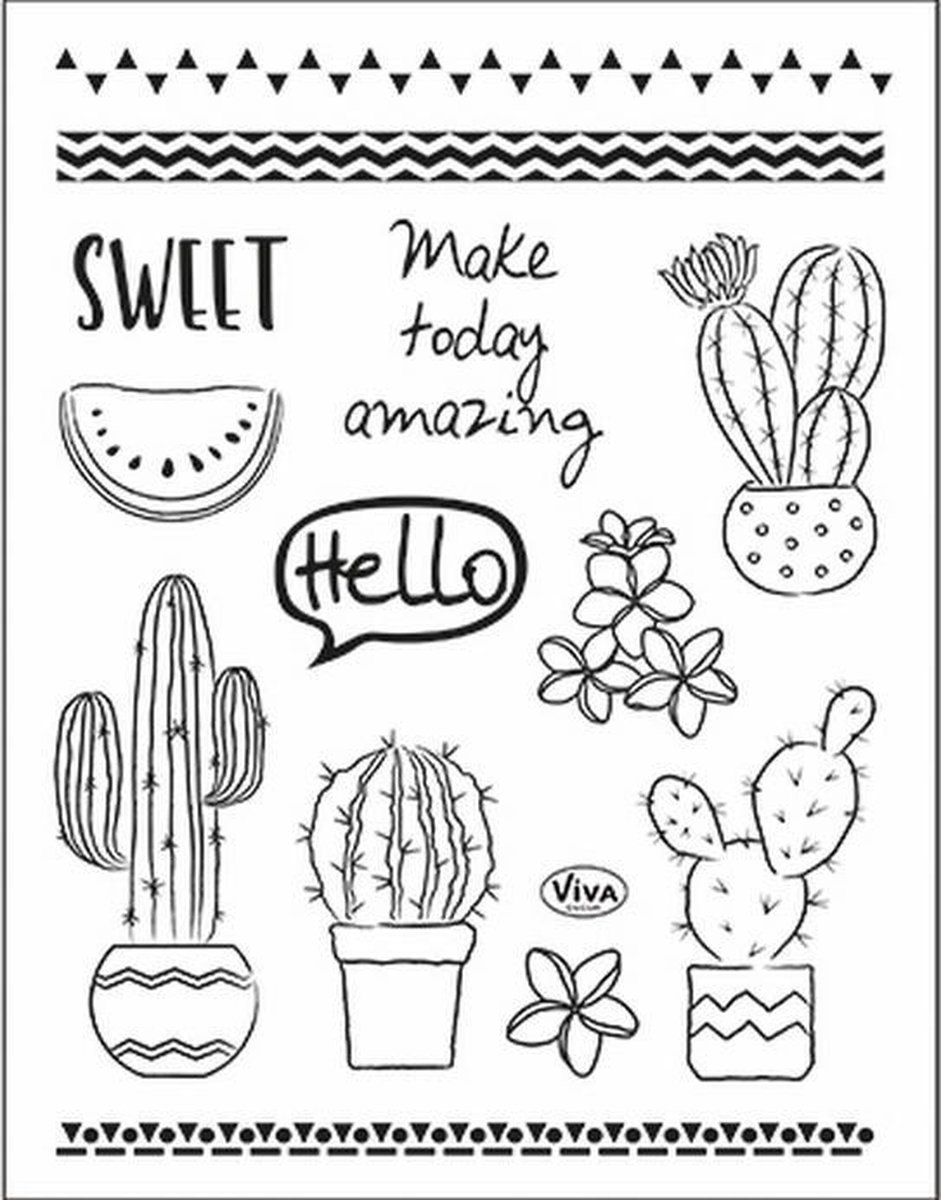 Viva decor silicone stempel Stempel Cactus | set met clear stempels